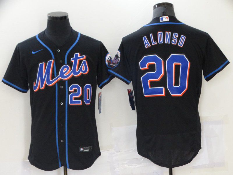 Men New York Mets 20 Alonso Black Elite 2021 Nike MLB Jersey